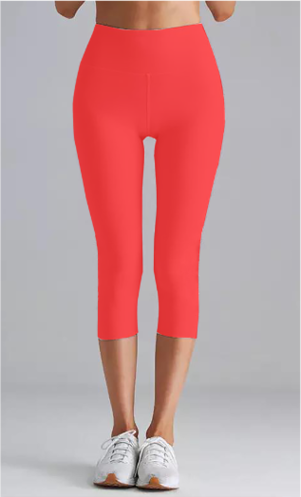 Female AOP Capri High Waist Leggings | Red