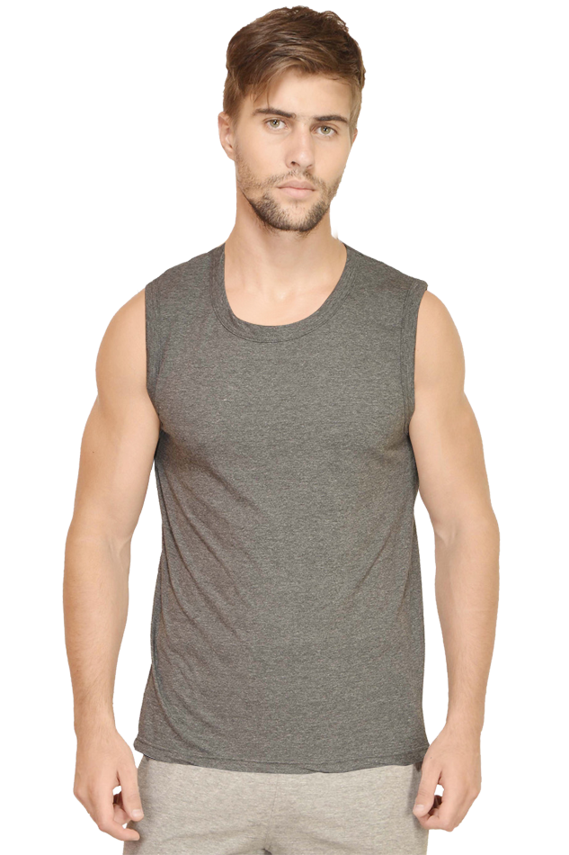 Male Round Neck Plain Sleeveless