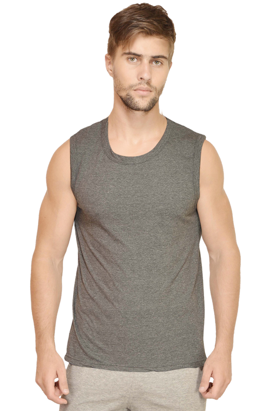 Male Round Neck Plain Sleeveless