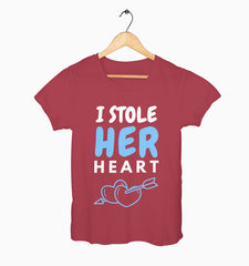 Female Round Neck Half Sleeve Classic | I Stole Her Heart