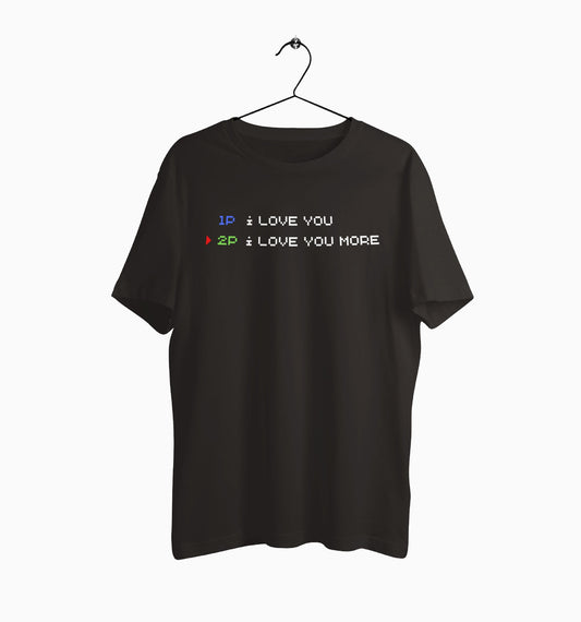 Male Round Neck Half Sleeve Classic | Player 1, 2 I love you more