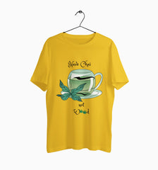 Male Round Neck Half Sleeve Classic Graphic Tshirt | Have Chai Not Weed