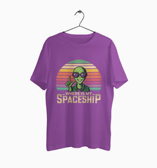 Male Round Neck Half Sleeve Classic | Space Ship