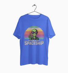 Male Round Neck Half Sleeve Classic | Space Ship