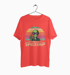 Male Round Neck Half Sleeve Classic | Space Ship