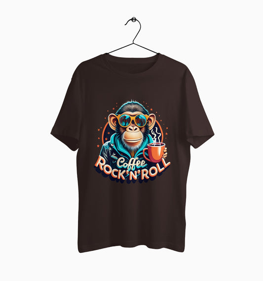 Male Round Neck Half Sleeve Classic | Coffee Rock n Roll