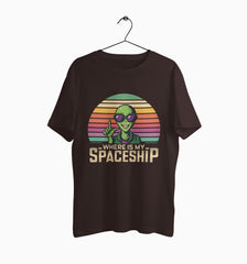 Male Round Neck Half Sleeve Classic | Space Ship