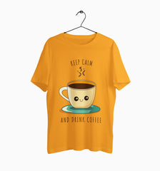 Male Round Neck Half Sleeve Classic | Keep Calm And Drink Coffee